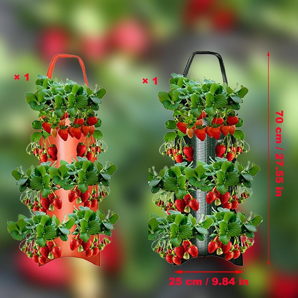 Ademend Verticale Hangende Plantentassen met 6 Gaten - Ideaal voor Aardbeien en Groenten, Set van 2