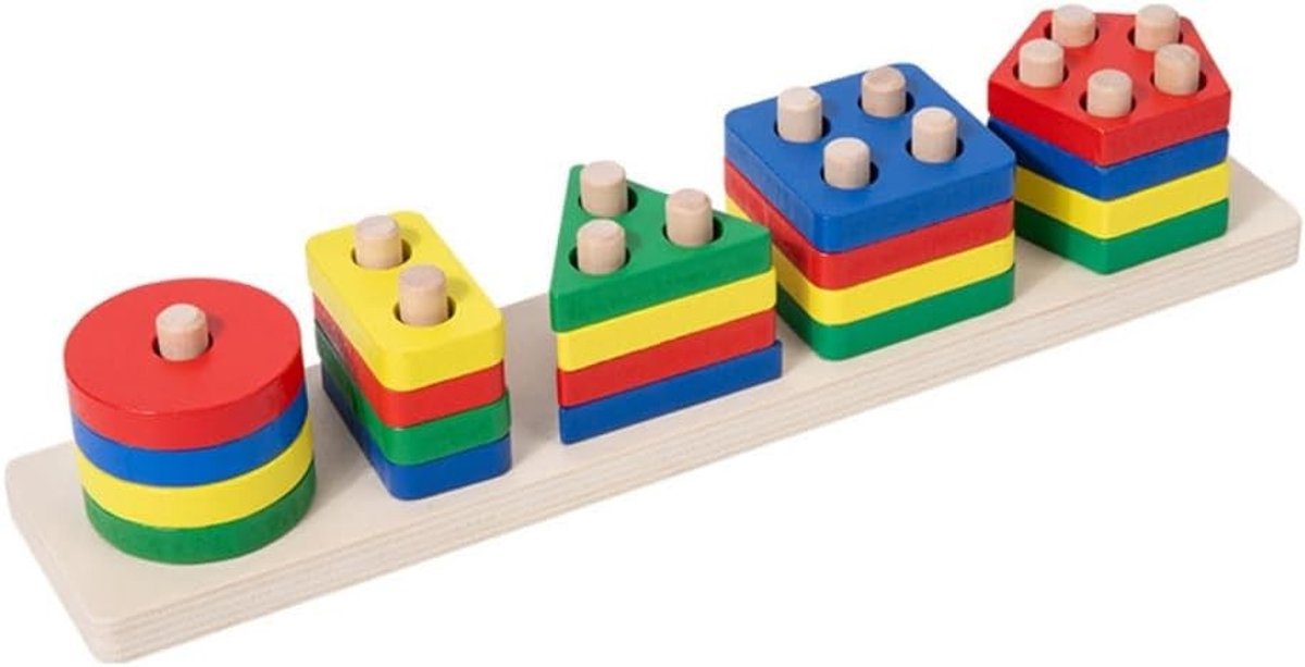 Educatief Stapel- en Sorteerspeelgoed voor 1-2 Jaar, 20 Stukken in Diverse Kleuren en Vormen, Geometrische Puzzels en Sorteringsspelletjes