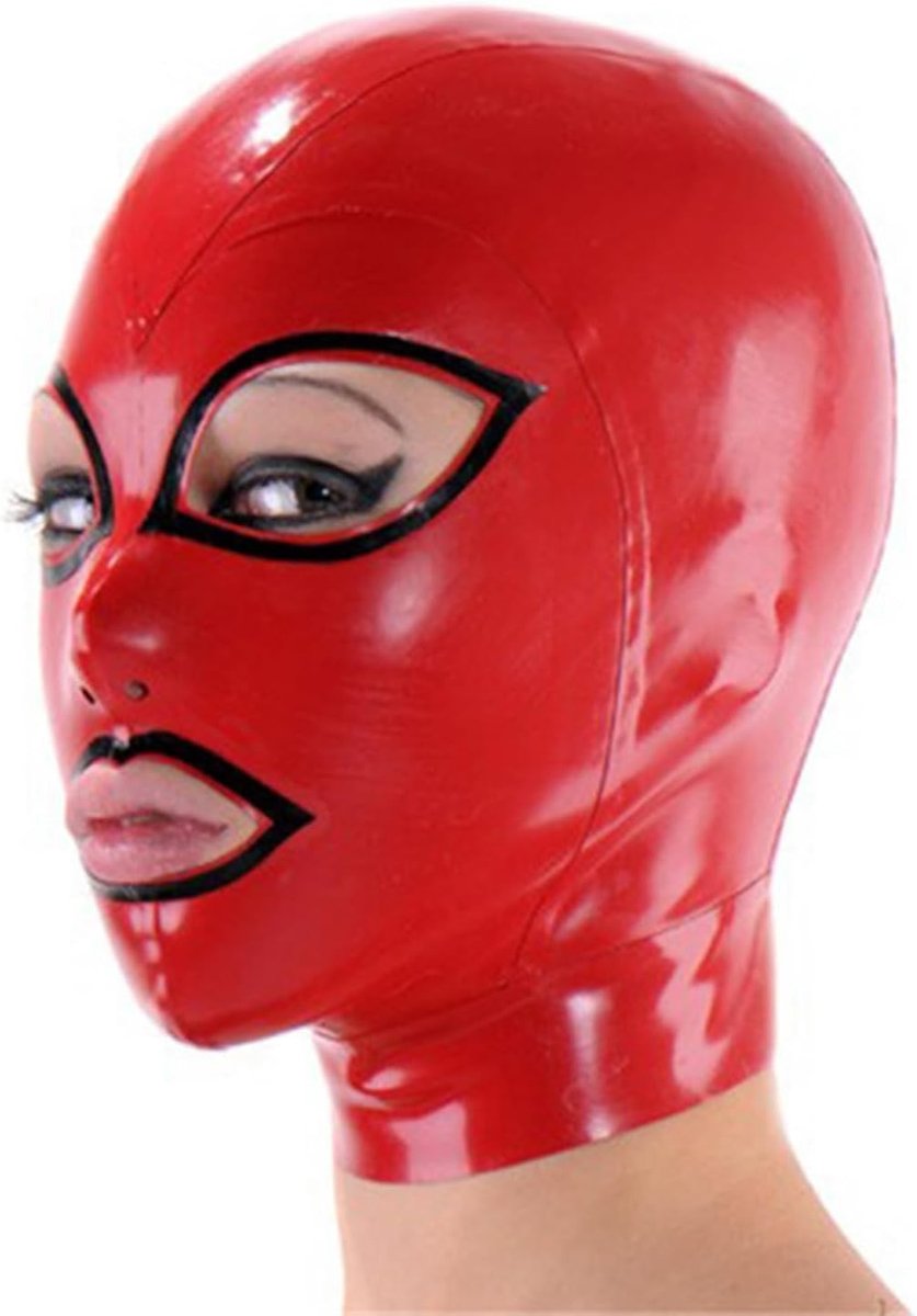 Handgemaakt Rood Latexmasker met Rits Achterkant voor Cosplay, Feest en Theatrale Evenementen