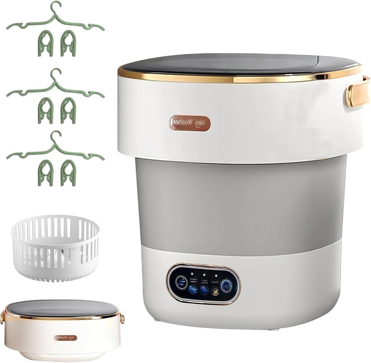 Mini wasmachine Opvouwbare machine Reis en thuis 2-in-1 centrifuge 15 liter capaciteit Grijs