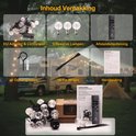 Verpakking van een EverNeeds G40 LED-lichtslinger met EU-adapter, 16 lampen, 3 reservelampen, 5 ophanghaken, 16 tie wraps en afstandsbediening.