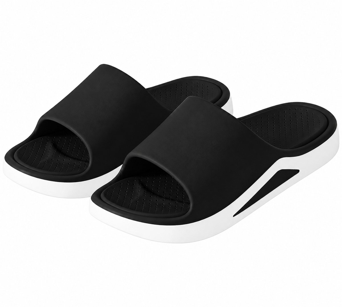 Zwarte badslippers heren en dames instap slippers EVA antislip open teen dik zool lichtgewicht douche slippers strand slippers geschikt voor binnen en buiten maat 45