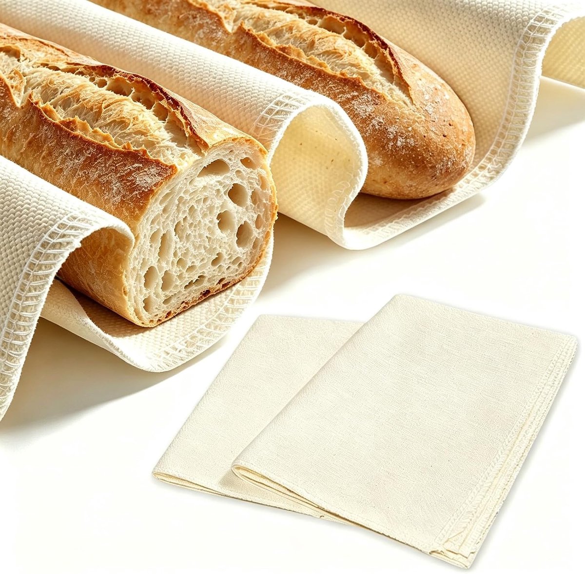 Bakkersdoek 90 x 76 cm - Deegdoek voor Rijzen van Gebak, Brood Bakken en Deeg Maken, Set van 2 Stuks