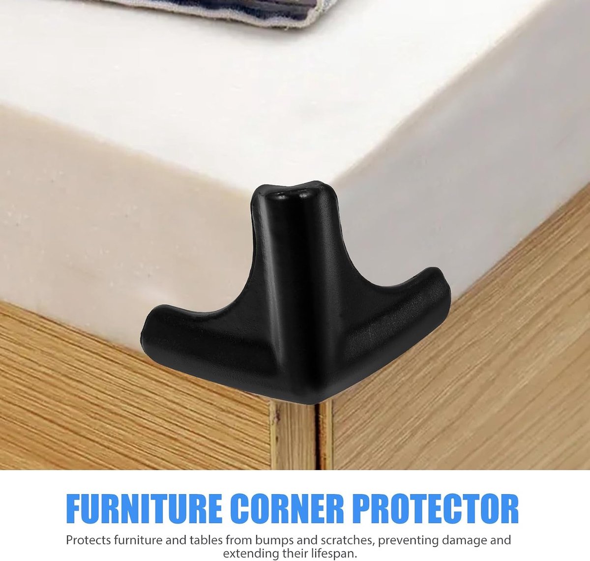 4-stuks Hoekbeschermer - Hoekbescherming - Hoekbeschermers voor Tafel - hoekbeschermers voor afzuigkap - Eenvoudig te installeren- Siliconen - 4.5×4.5×4.5cm - Geschikt voor keukenkasten, glazen tafels en meubels - Zwart – foto 3