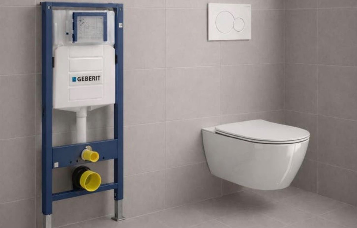 Exelvia Complete Toiletset Wit – Randloos Hangwc met Geberit UP320 Reservoir & Softclose Zitting