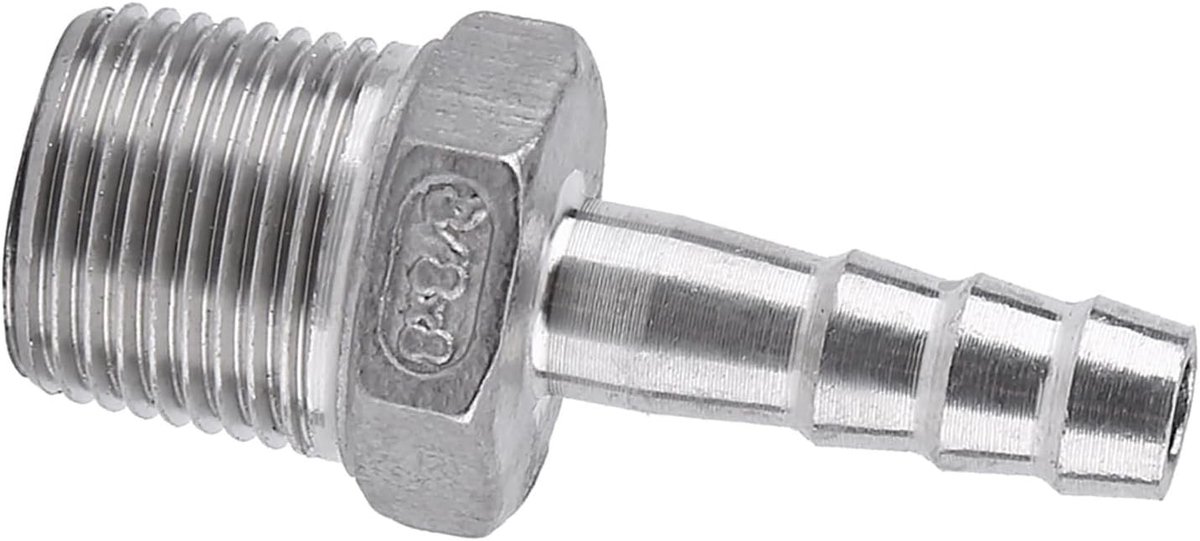Roestvrijstalen Slangverbinder met Mannelijke Draad en Barb Aansluiting 55° BSPT 1/8"~3/4" voor Slangen van 3/8'' tot 8mm