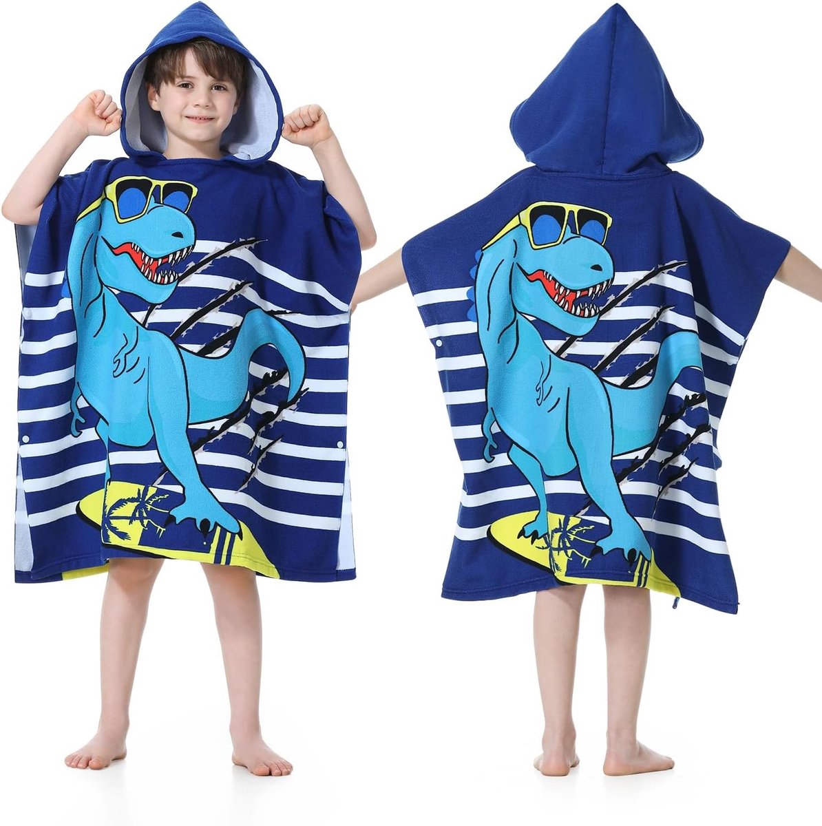 Kinderen Bad Poncho Microvezel Ultra Zacht Absorberend Badjas voor Zwembad en Strand met Capuchon voor Jongens en Meisjes 6-14 Jaar, One Size, Ideaal voor Zomeractiviteiten