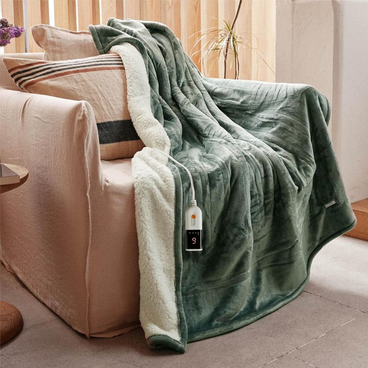 SP® Elektrische Deken - Gezellige Verwarmingsdeken - Elektrisch Verwarmd - Groen - 180cm x 130cm x 1cm