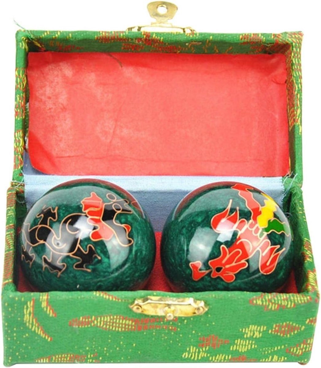 Chinese Baoding Balls voor Feng Shui en Tai Chi, 4.45 cm, Dragon en Phoenix Design, Gezondheid en Meditatie Training