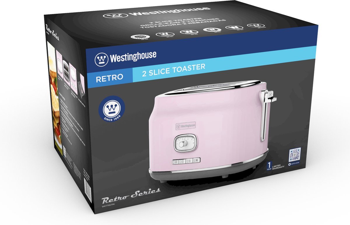 Westinghouse Retro Airfryer - 1500W - Heteluchtfriteuse - 4L - PFAS-Vrij - tot 200 Graden - Tot 4 personen - Roze