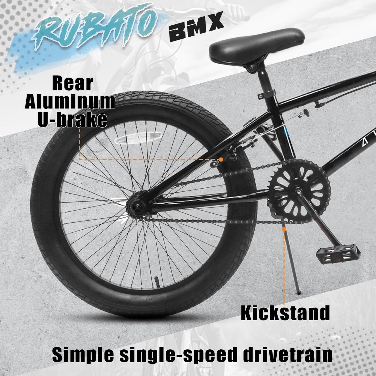 SnelShoppen - 18 Inch Kinder BMX Fiets Freestyle Fiets voor Jongens en Meisjes van 5-8 Jaar - Zwart - Ideaal voor Beginners en Avontuurlijke Ritjes