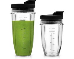 SnelShoppen - 2 Stuks Blender Cups Vervangende met Deksels Voor Auto-iQ Mixer, Blender Bekers, Compatibel, Ideaal Voor Keuken, Smoothies, Shake, 700ml