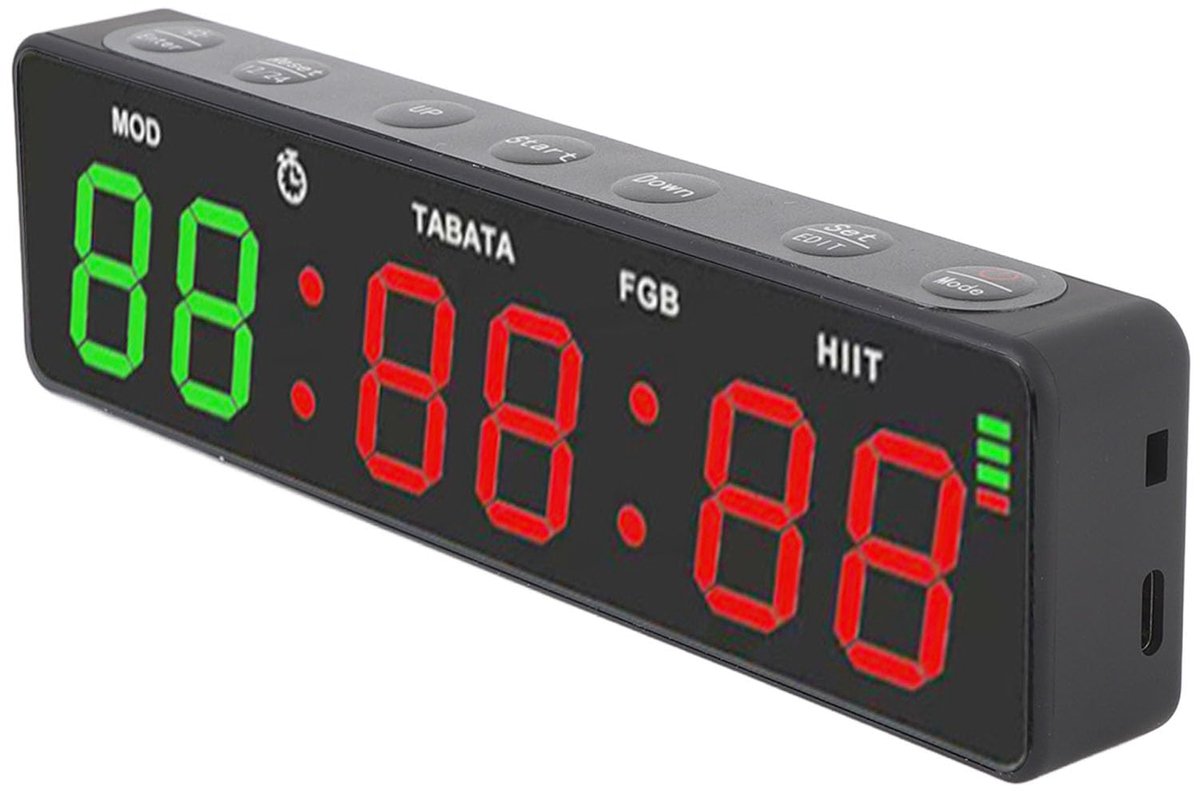 SnelShoppen - Gym Timer - Kleine Draagbare Fitness Timer Klok met Stopwatch - Digitale Interval Timer voor Thuis, Garage, Boksen en Training - Perfect