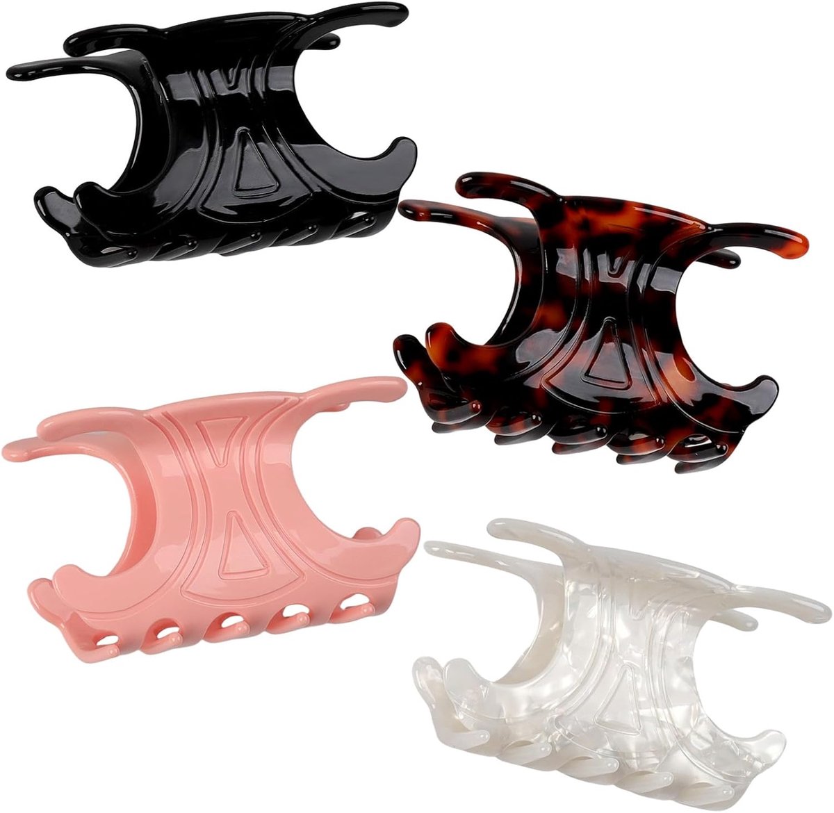 SnelShoppen - 4 Stuks Haarspelden, 7,2 x 4 cm, Acetaat, Krab Haarspeld, Antislip Klauwclips, Sterke Grip, Franse Haarspelden voor Dames en Meisjes, Ka