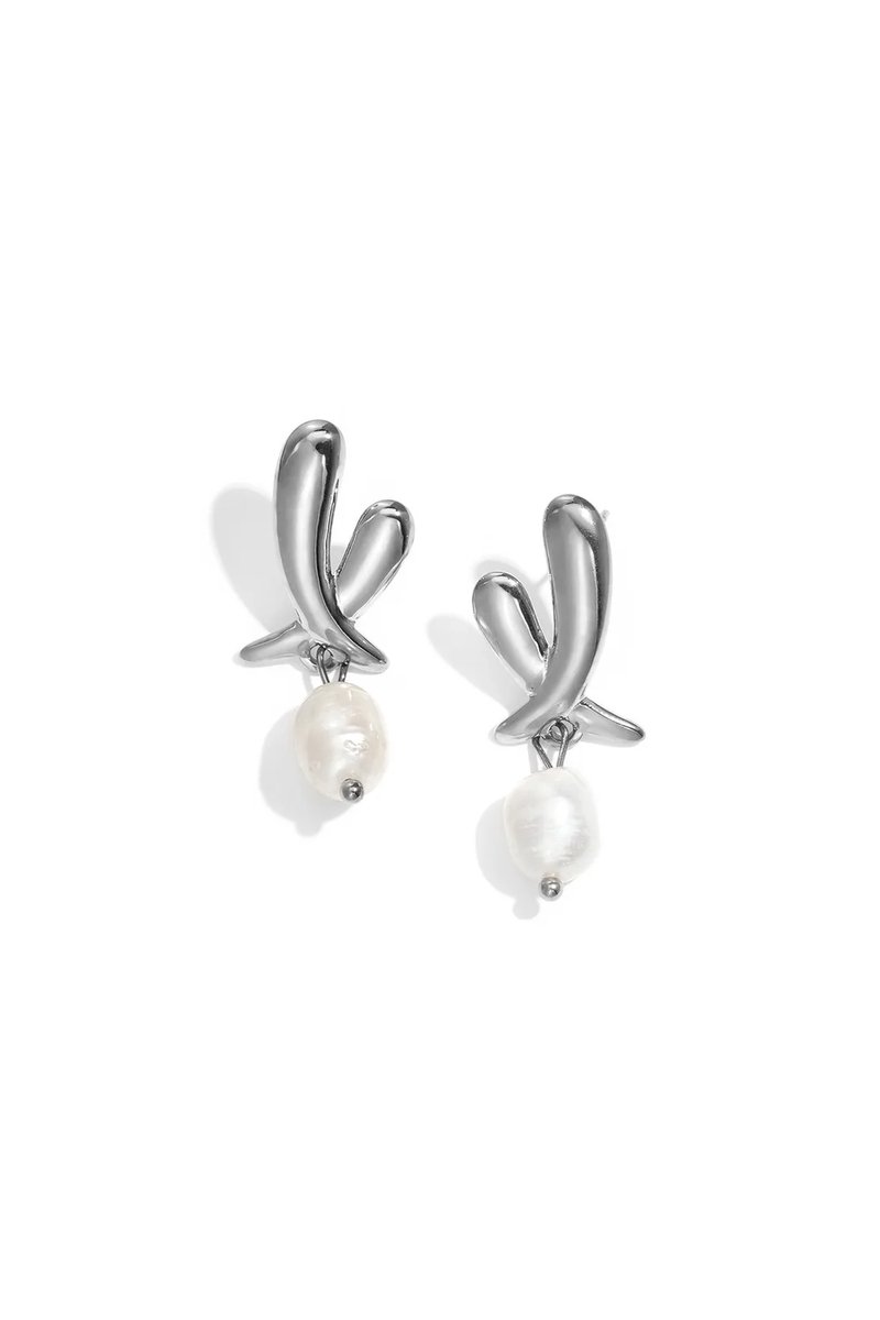Druppel Oorbellen Met Hangende Parel zilver