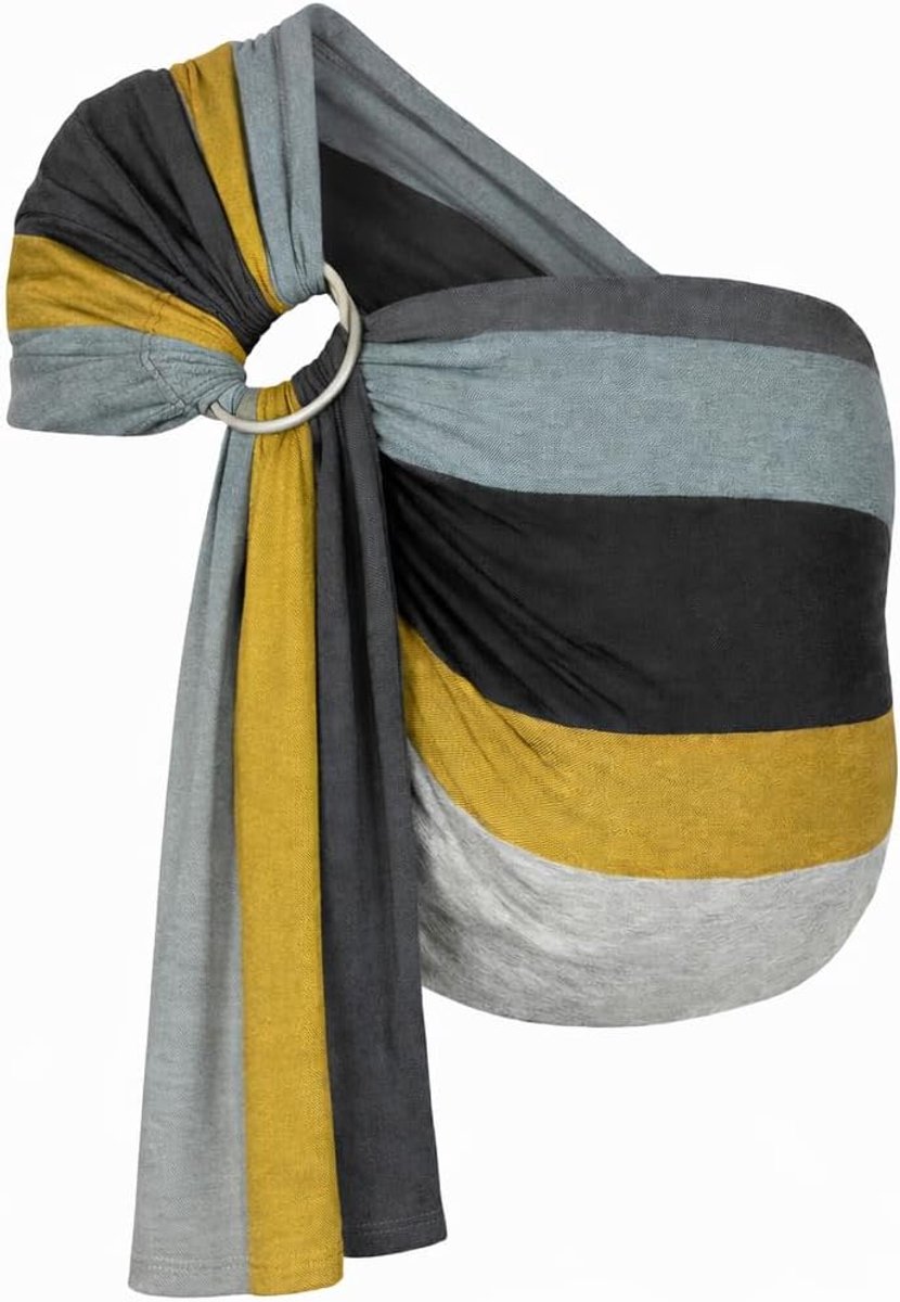 Ring Sling Draagdoek - Babydrager - Baby Dichtbij Houden - Biologisch Katoen - Vanaf Geboorte - Amsterdam Zwart – foto 6
