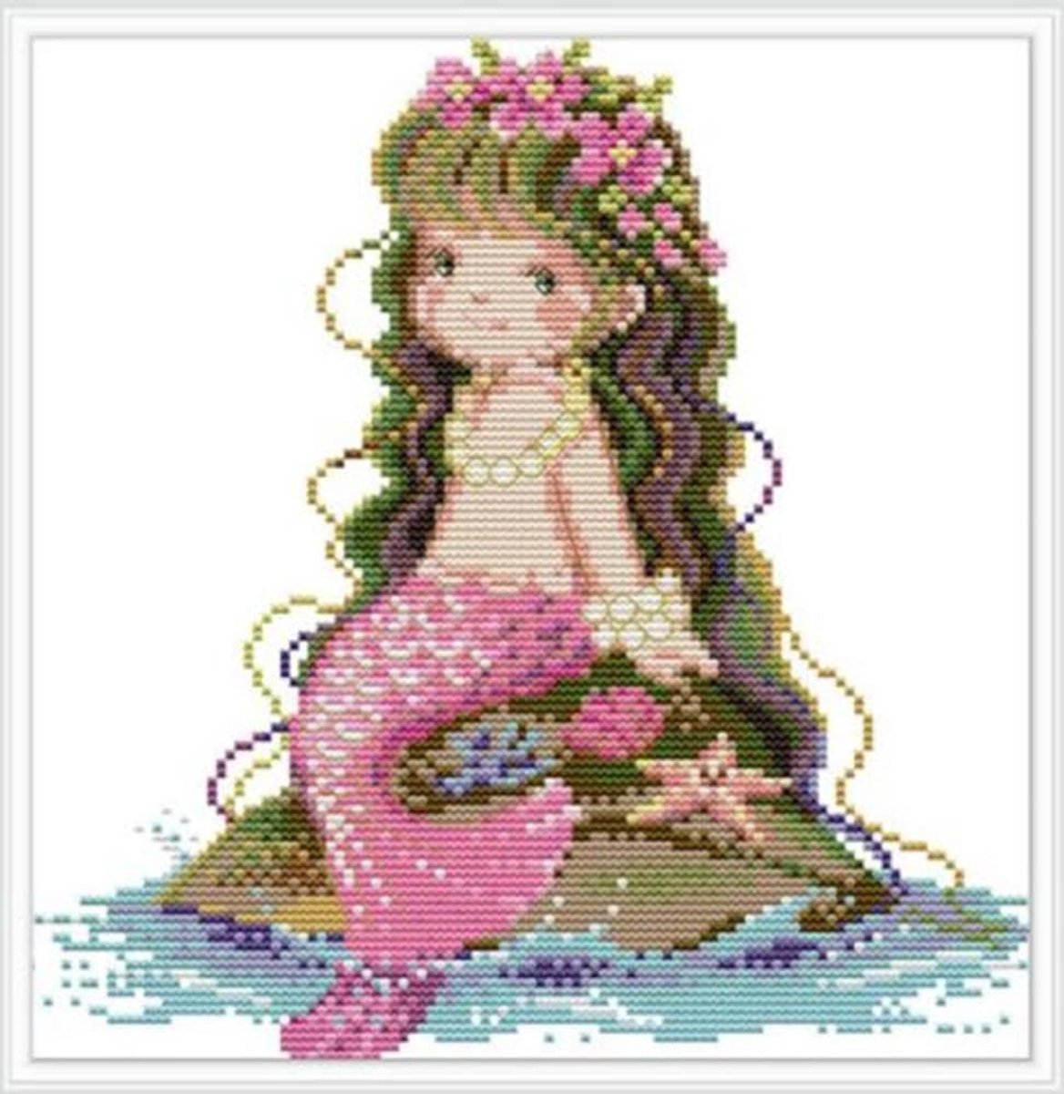 Cross Stitch Kits voor Volwassenen met Zeemeerminnen - DIY Borduurset 14 Count, Stempels of Ongeprint, Handwerk voor Beginners