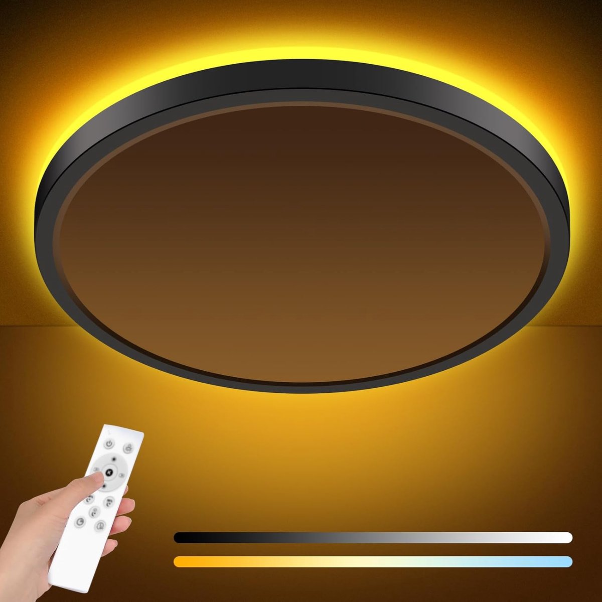 zemty LED Ceiling Light Dimmable 30 W 3000 LM Ceiling Light with Remote Control 38 cm 1800 K Ultra Thin 3000 K 6500 K - ShopVlot