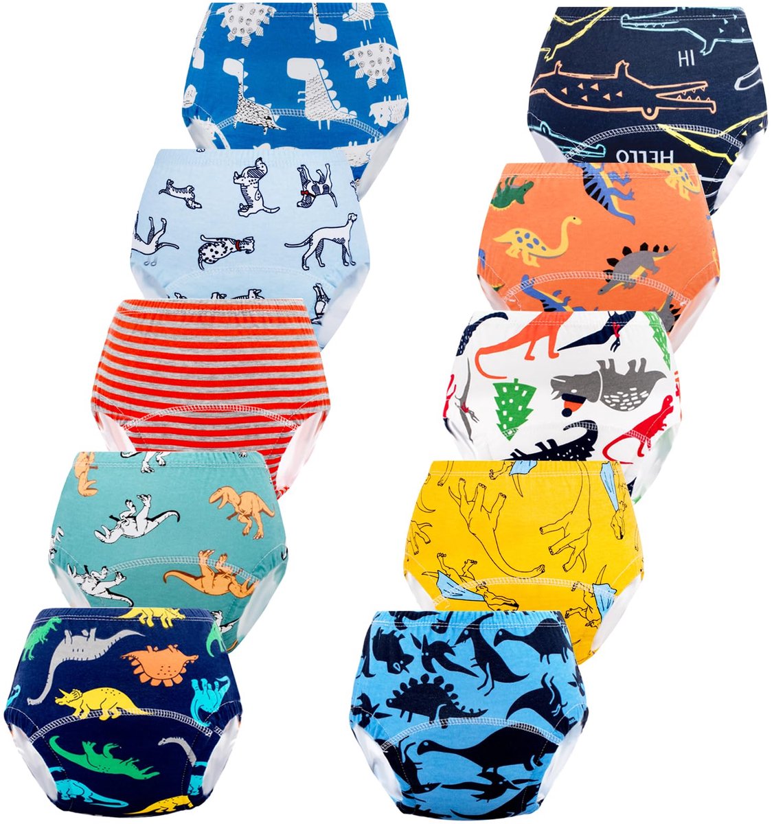 SnelShoppen - JackLoveBriefs Baby Potty Training Pants Herbruikbaar Trainingsondergoed Jongens Meisjes Multicolor M (10 Stuks) voor Zindelijkheidstrai
