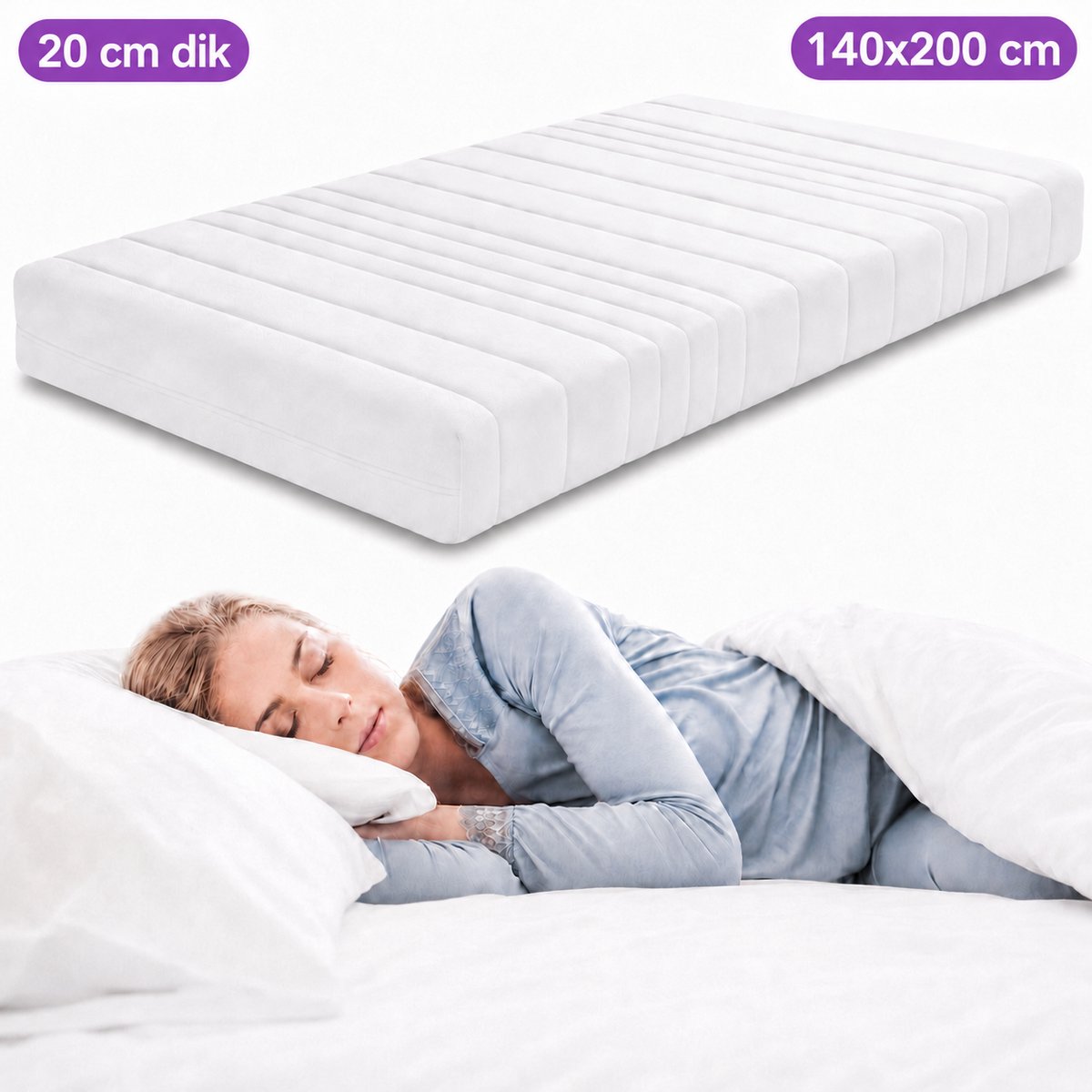 Densi Matras - 140x200 cm - 20cm dik -Medium - HR Koudschuim wit