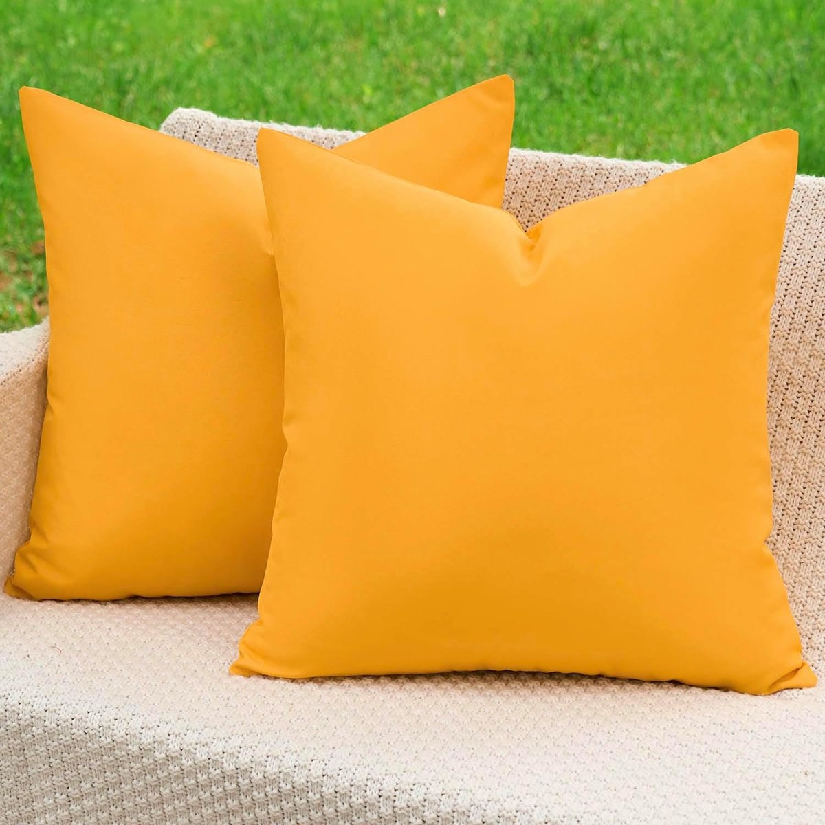 SnelShoppen - Outdoor Kussensloop 40 x 40 cm Geel, Weerbestendig Kussen, Waterdicht Decoratief Sierkussen voor Tuin, Balkon en Terras, Set van 2, Mode