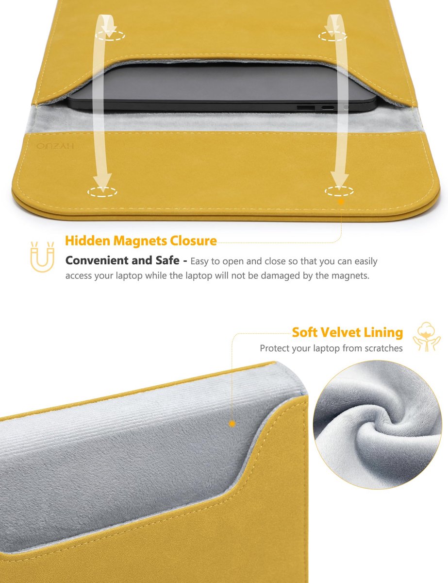 SnelShoppen - Laptophoes Sleeve 15-16 Inch voor MacBook Pro 16 M5, Olijf Geel, Waterdicht, Schokbestendig, Neopreen, Draagbaar, Bescherming voor Reize