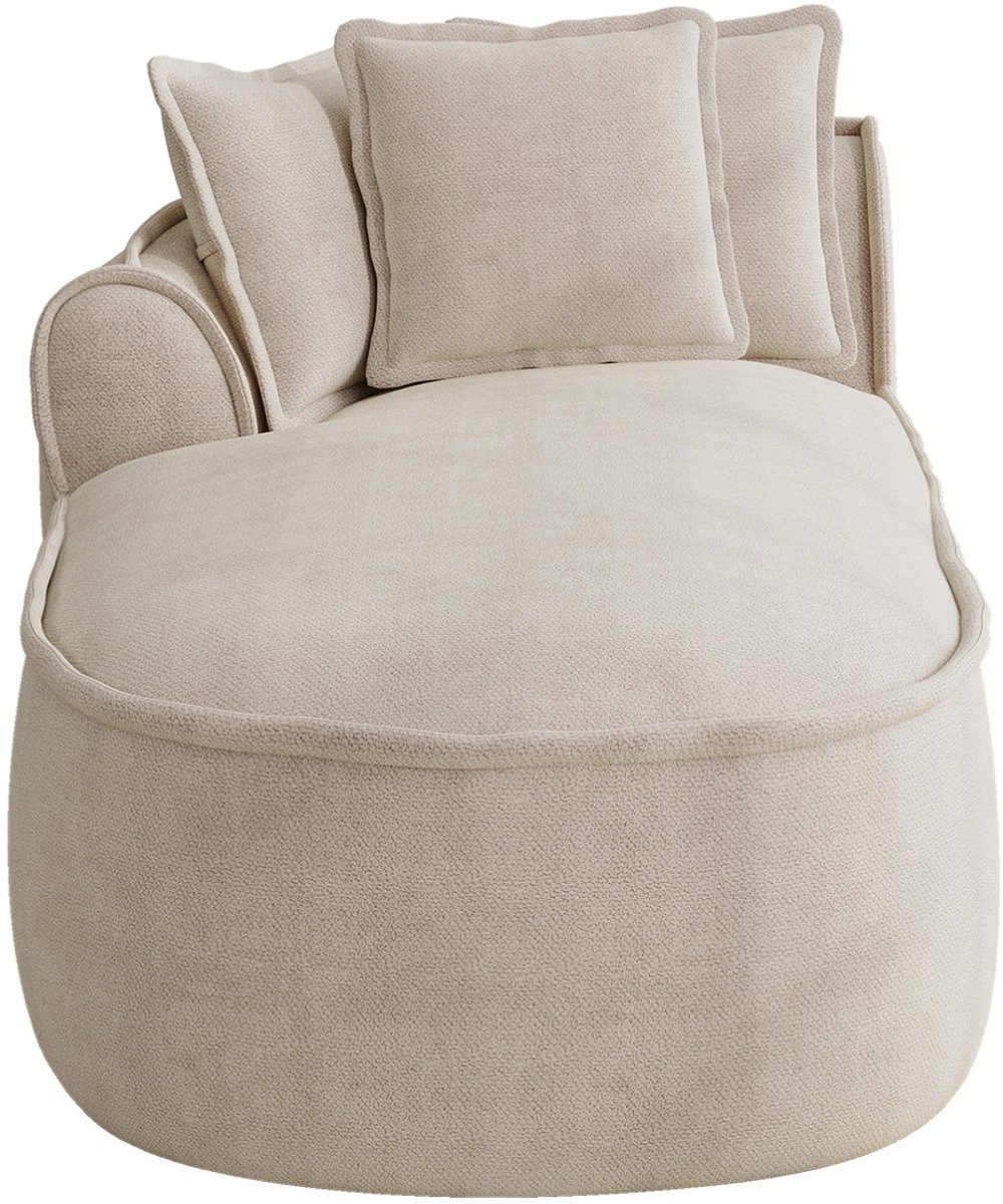 OKWISH Zitbank - 1-Zits Chaise Longue Met Kussens - Extra Diepe Zitting & Ergonomisch Comfort - Woonkamer - Chenille - Licht Taupe