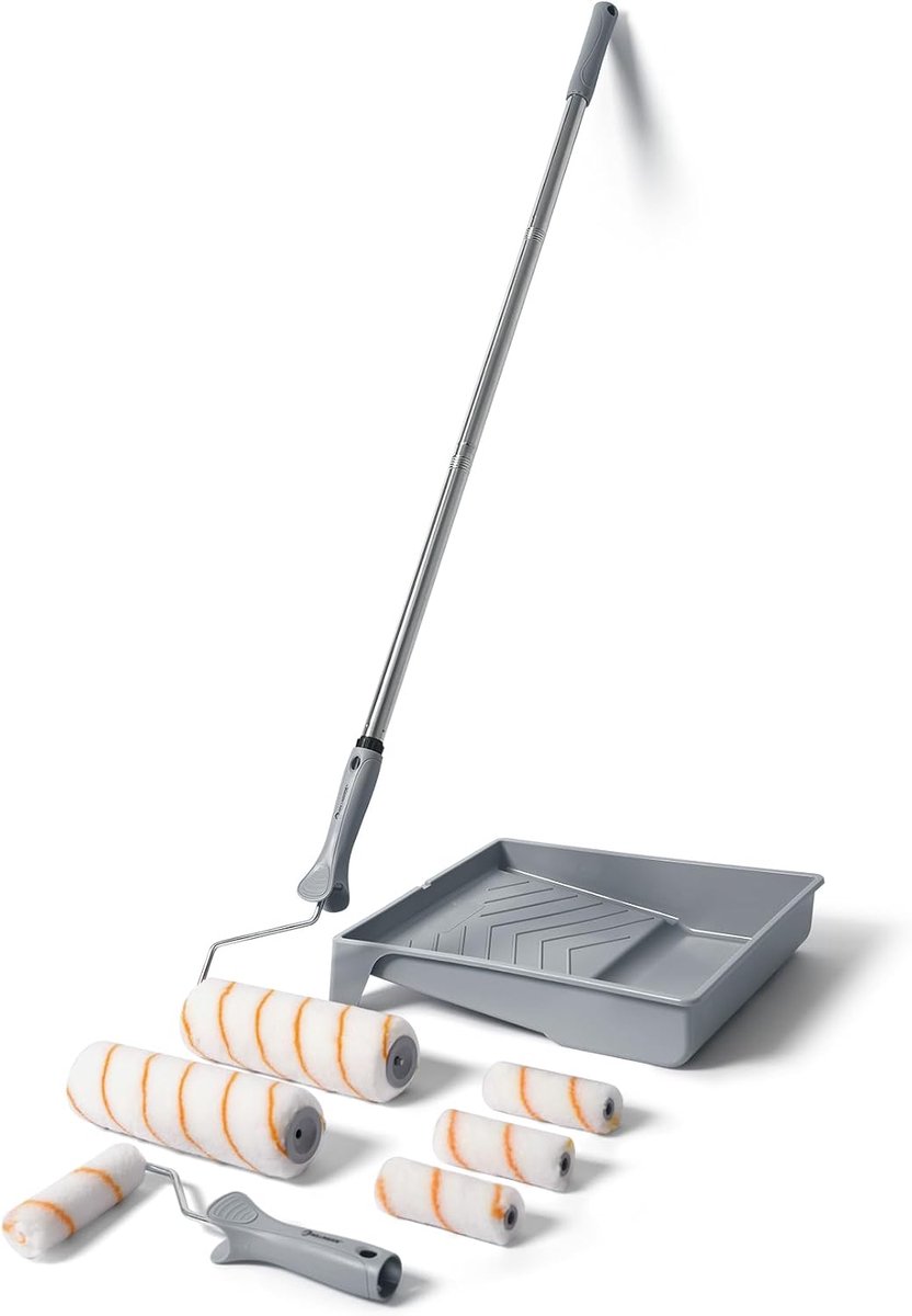 SnelShoppen - Paint Roller Set 9 Inch - 10-delige Verfroller Set met Verlenger voor Binnen en Buiten - Perfect voor Muren, Plafonds, Meubels, Deuren e