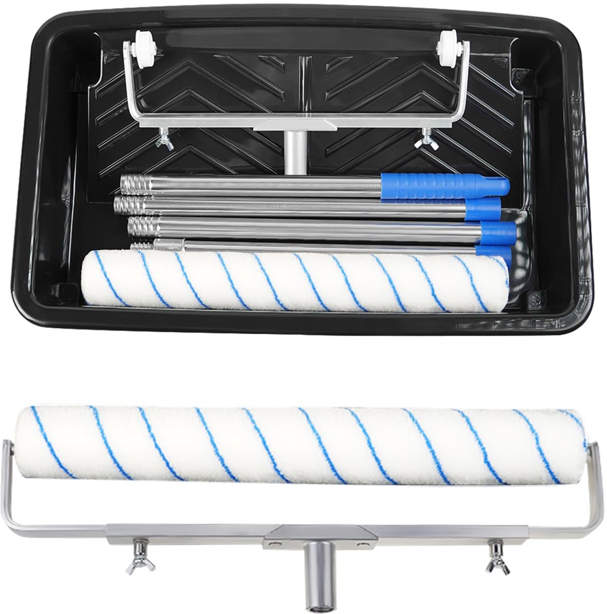 SnelShoppen - Verfrollerset met 2 stuks 45,7 cm Verfrollerhulzen, Verfroller Verlengpaal, Perfect voor Schilderen van Muren, Plafonds, Deuren, Gebruik