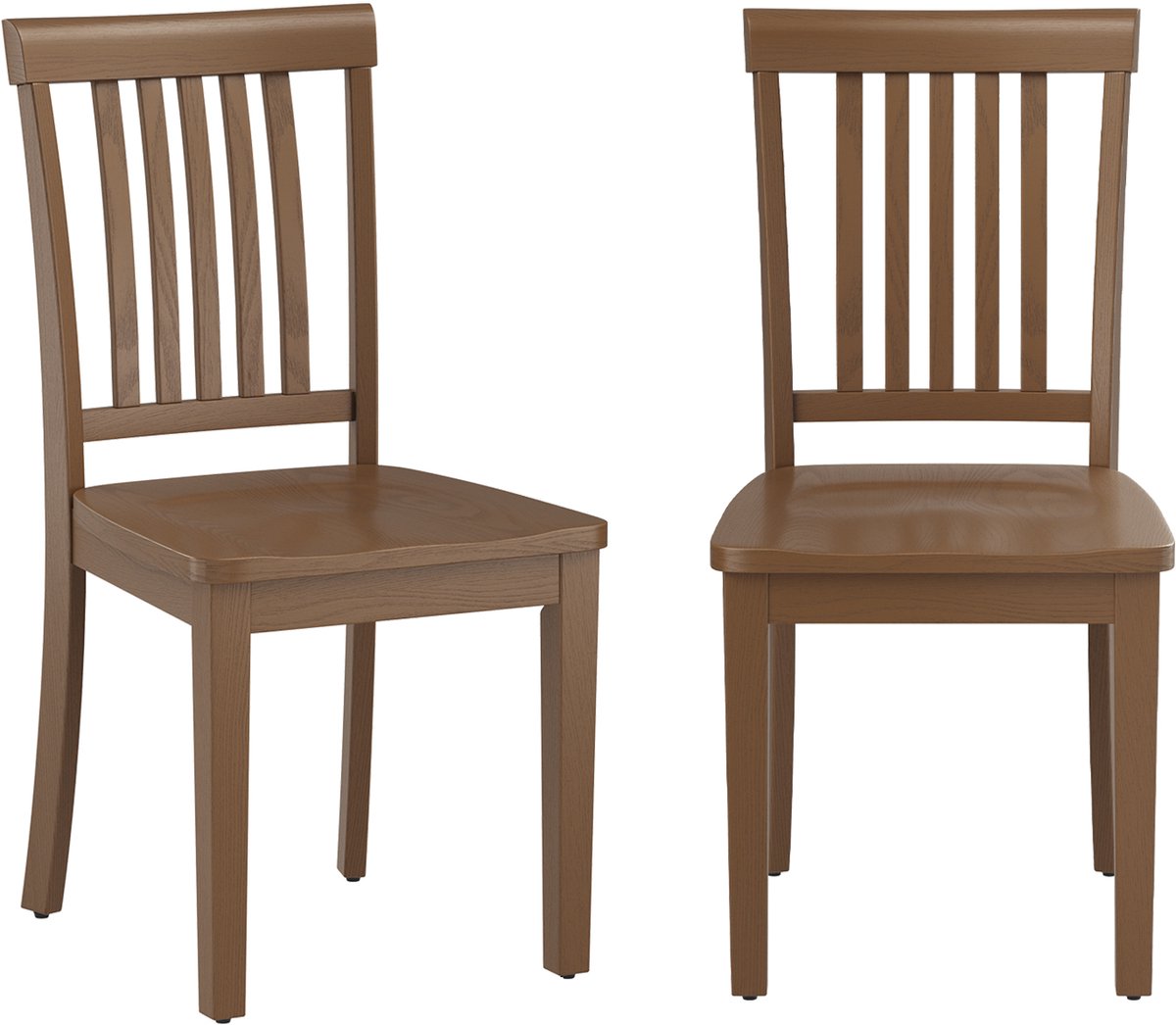 COLAMY Set van 2 Eetkamerstoelen - Houten Stoelen met Rugleuning - Moderne Keukenstoel - Scandinavische Stijl - Lichtbruin
