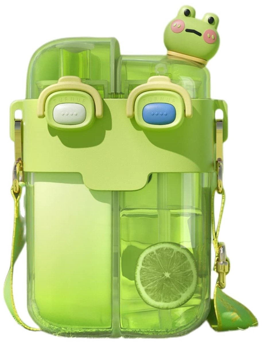 QTTVBTNA -Kawaii Waterfles - Schattige Creatieve Fles - Drinkbus - 750 ml Capaciteit - Twee Manieren Om Te Drinken - BPA-Vrij Kunststof - Lekvrij Ontwerp - Ideaal Voor Onderweg - 1 Stuk - Groente