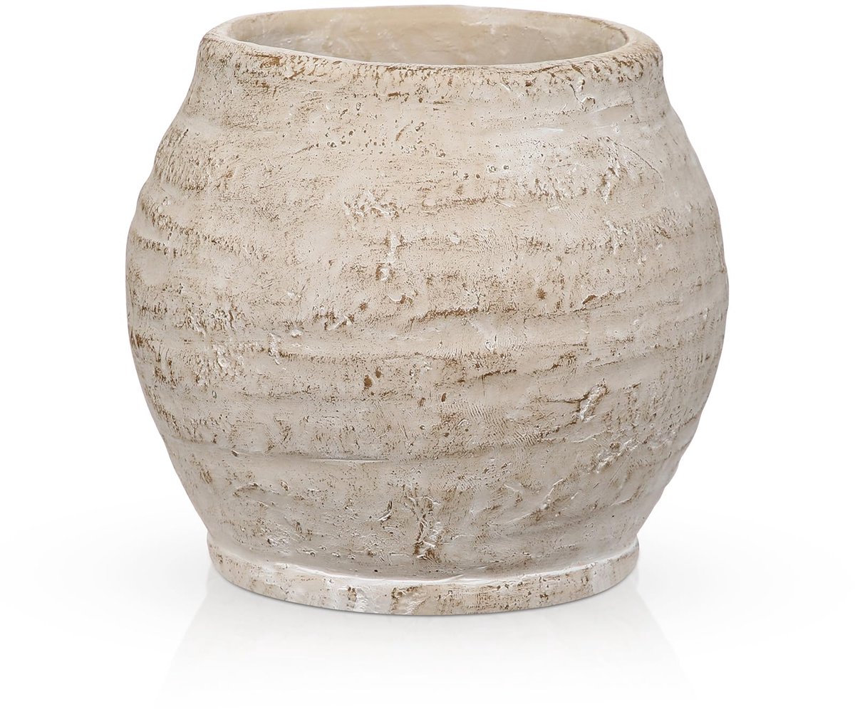 SnelShoppen - Rustieke Vaas voor Bloemen 13 cm - Kleine Cementpot Beige - Vintage Boerderijvaas voor Pampasgras en Droge Planten - Perfecte Plantenbak