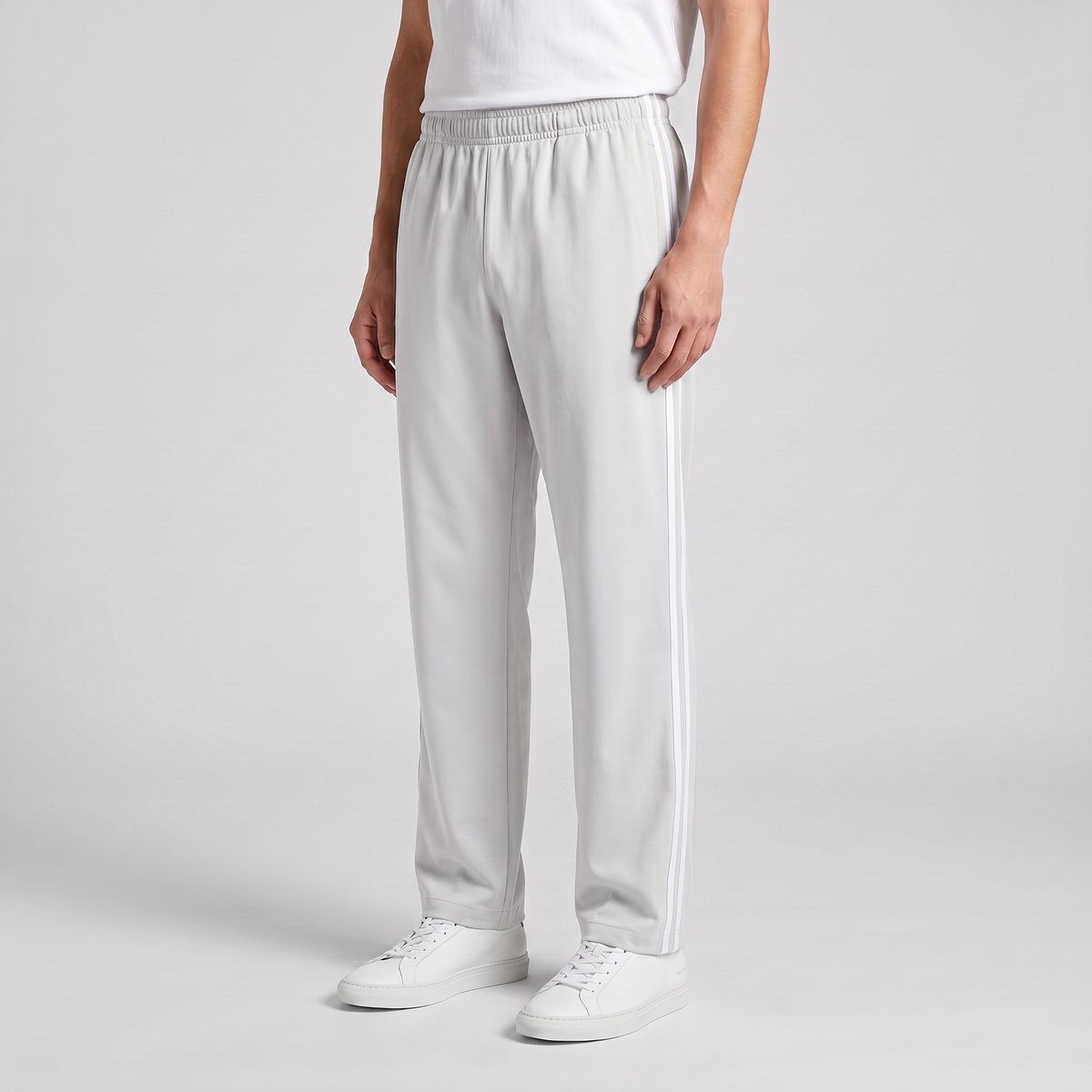 Saphira RUN Herenbroek – Grijs met Witte Zijstrepen, Ademende Mesh Polyester – Maat 2XL