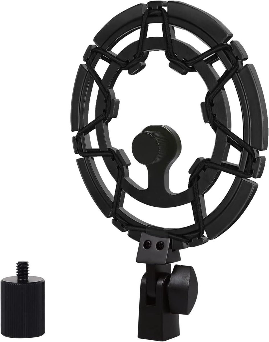 Microfoon Shock Mount - Anti-Vibratie Houder - Opname Geluid - Dubbele Schroefdraad - Compact Ontwerp - Zwart