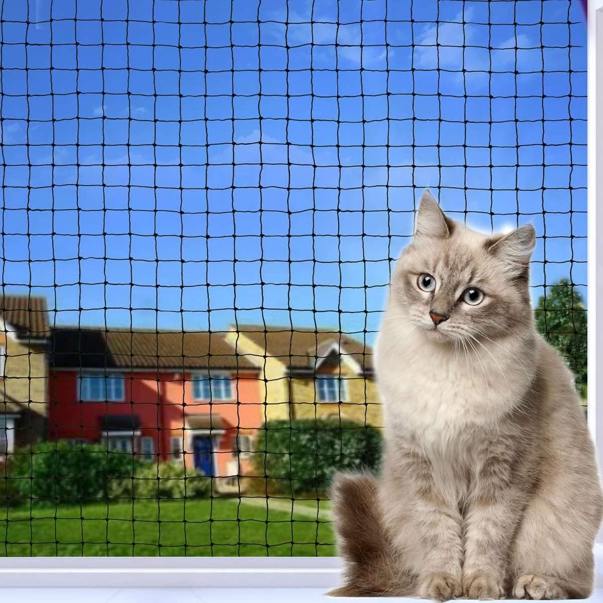 SnelShoppen - Kattennet voor Balkon 5 x 2 m, Robuust Draad Versterkt, Beet- en Scheurvast, UV- en Weerbestendig, Voor Balkons, Terrassen en Ramen (Zwa