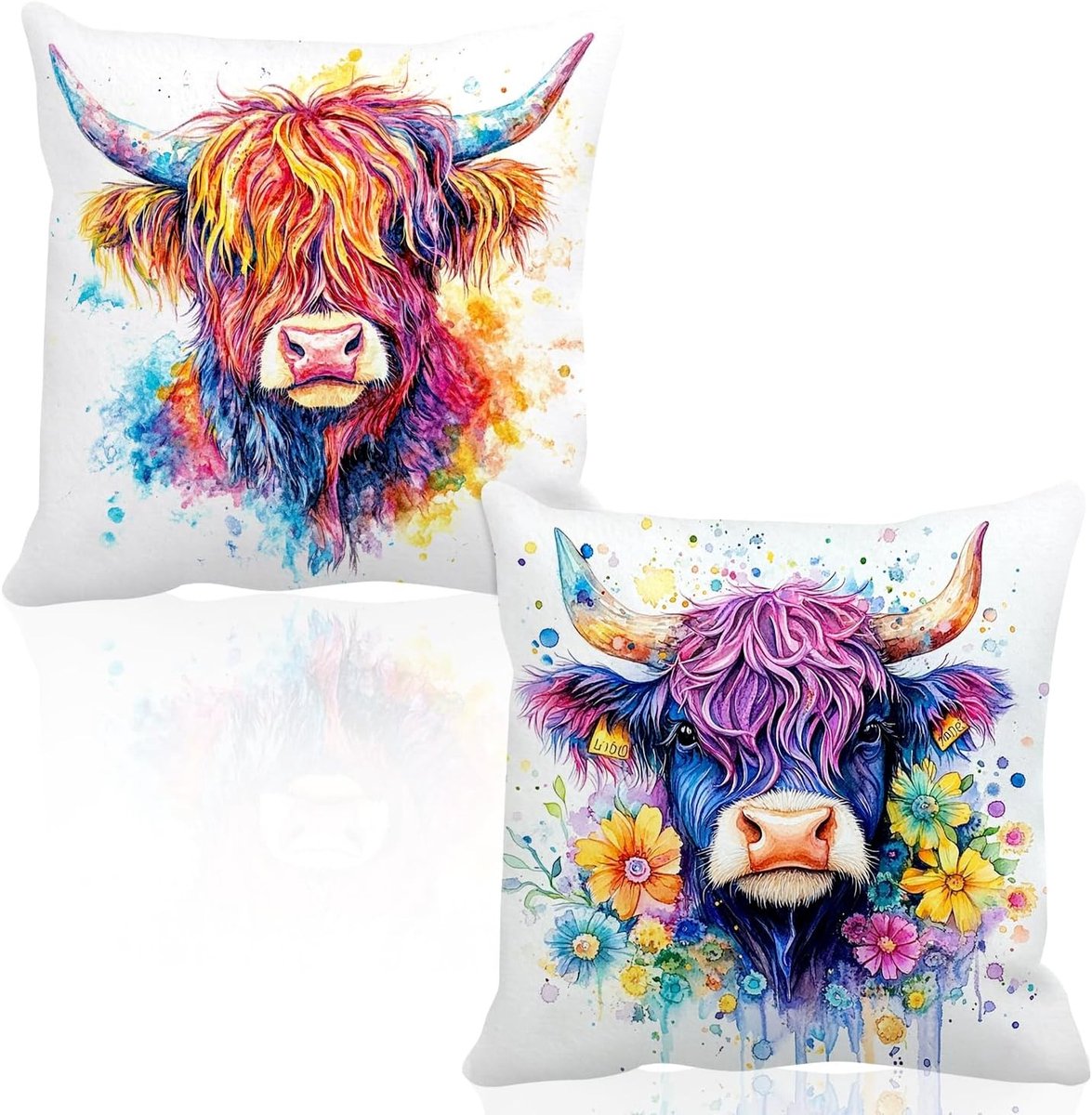 Decoratieve Kussenhoezen met Hoogland Koeien Motief, Perfecte Geschenken voor Vrouwen, Ideaal voor Bank en Stoelen (50x50cm)