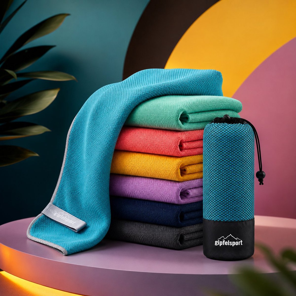 Nazik Living Microvezel handdoek 50x30 cm - Blauw - Sneldrogend - Compact - Reishanddoek