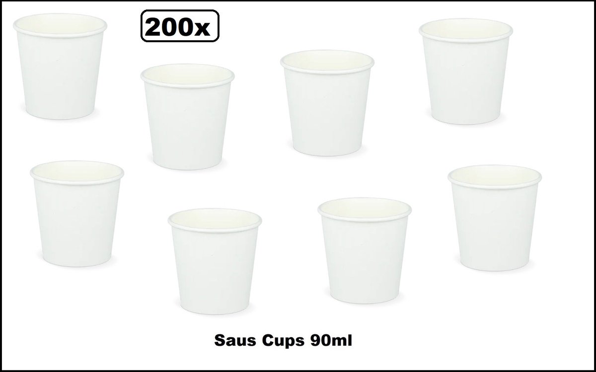 200x BIO Saus cups 90ml wit - karton - ketchup pindasaus mayonaise cocktail tapas amuse zaden poeder kruiden cup festival diner thema feest snack