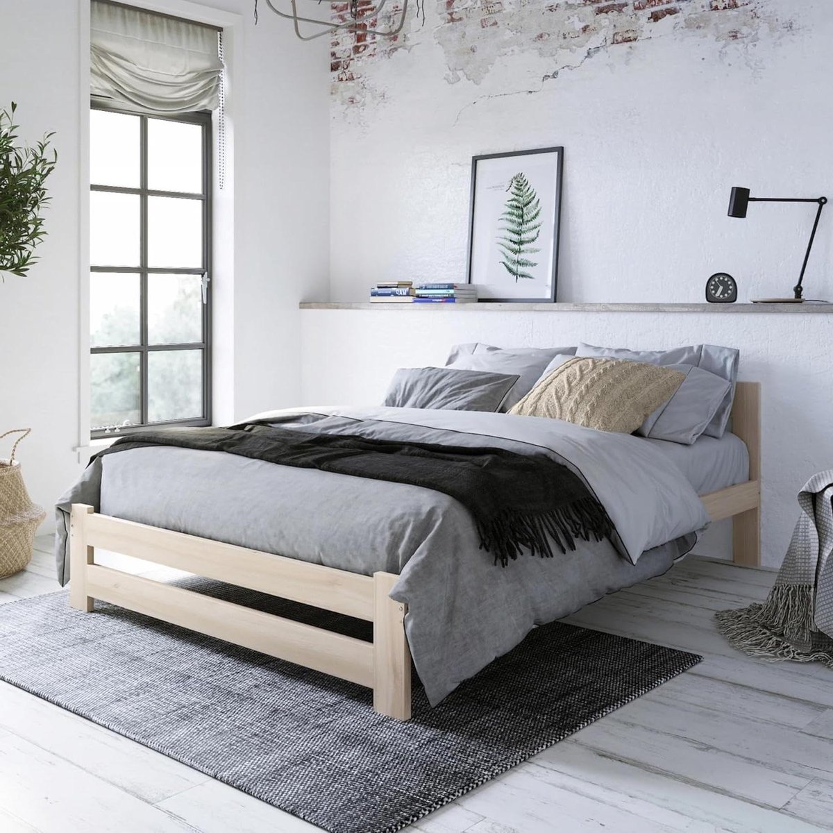 Houten Bed - Massief Bed - Comfortabel Slapen - Scandinavisch Grenen - 140 x 200 cm - Naturel