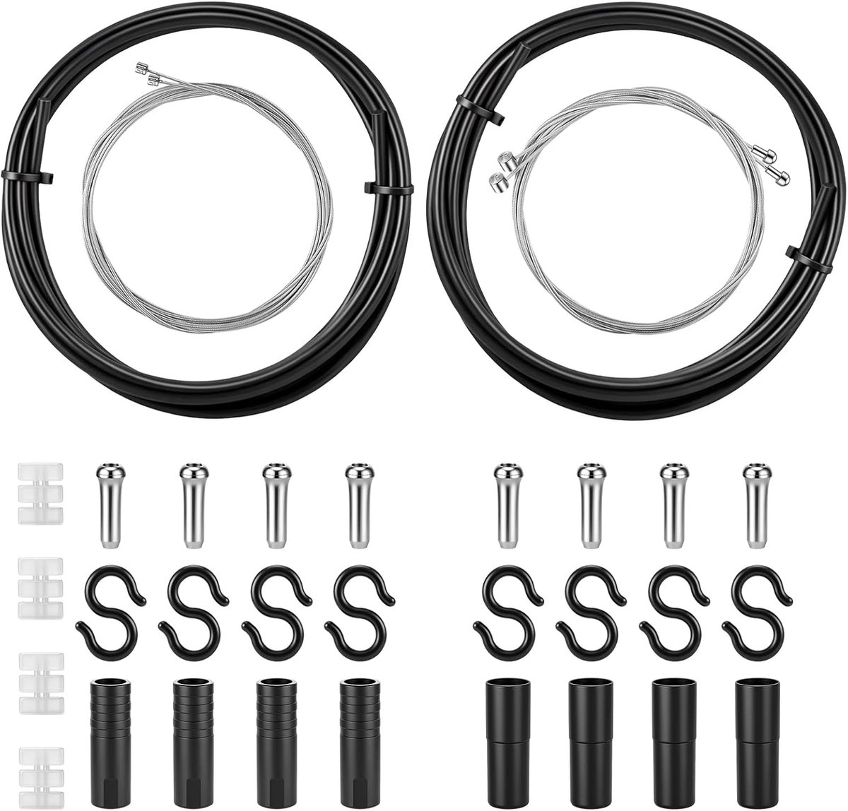 SnelShoppen - Universeel Fiets Brems- en Schakelset, Bowdenzug Reparatieset met Brems- en Schakelomhulsels, Binnenkabels, Eindkappen & O-Ringen, Fiets