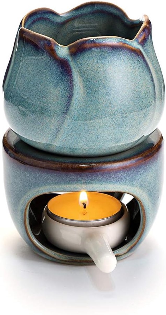 Aroma oliebrander met kaarslepel - Decoratieve kaarsenhouder - Bloem model - Ideaal voor home spa - ShopVlot