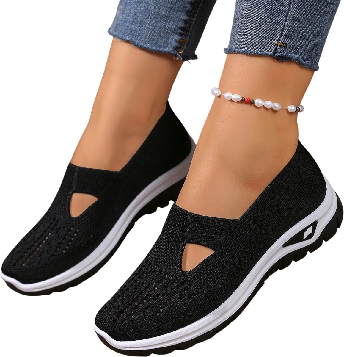 Currero Schoenen Dames Sneakers Comfortabel Slippers Casual Volwassenen 36.5 Zwart