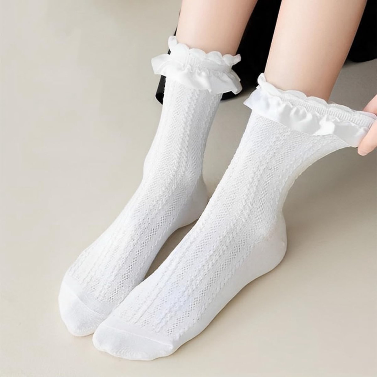 Elegante Ruffle Kousen voor Vrouwen, Lacy Dans Kousen, Ankle Kousen voor Feestelijke Kostuums