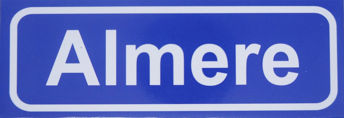 Souv© - koelkast magneet - plaatsnaam bord - kombord - souvenir - koelkastmagneetje - relatiegeschenk Almere