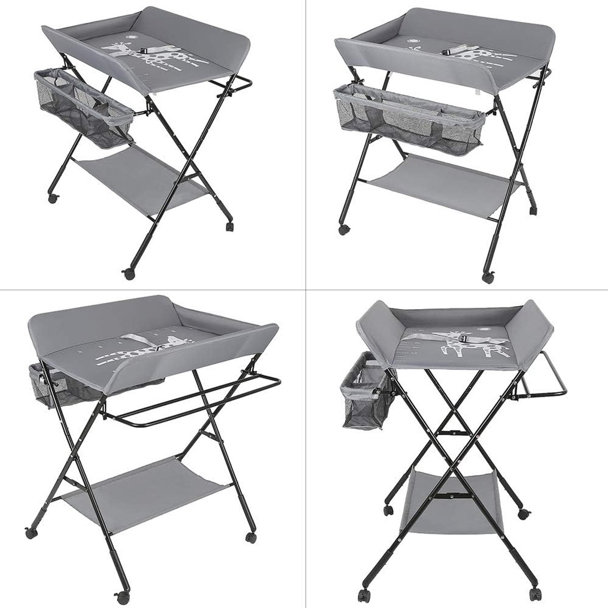 Baby Verschoontafel - Luiertafel Verzorgingstafel - Babyverzorging Thuis - In Hoogte Verstelbaar - 50 kg Draagkracht - Grijs