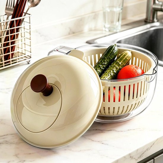 Wasmachine voor groenten en fruit - handslinger wasbak - container voor het wassen van groenten en fruit - voor groenten salades bessen huis keuken land camping picknick - 1 stkus — afbeelding 3
