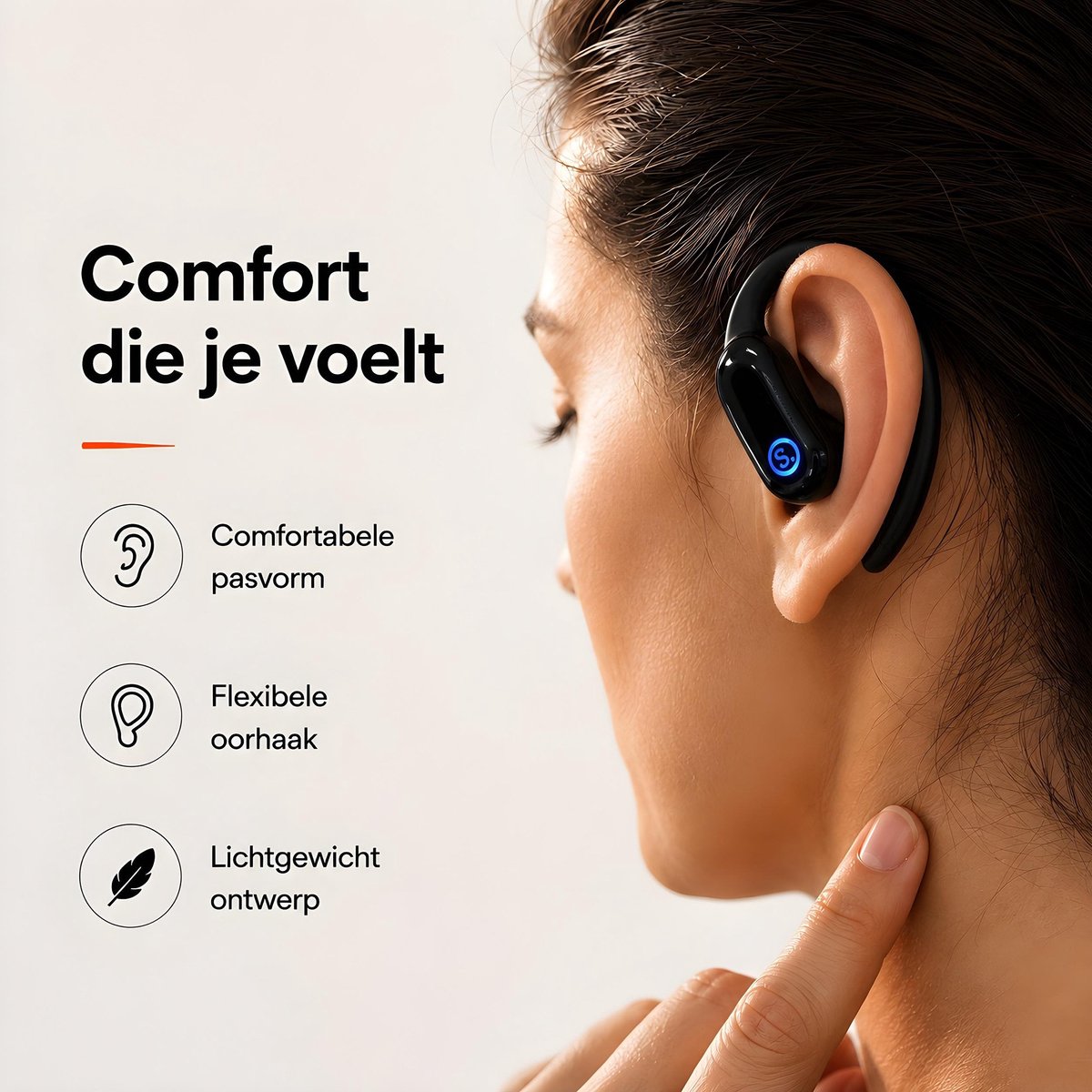 Sonume Sport Pro draadloze sportoordopjes met oorhaak, IPX7 en 36 uur met oplaadcase thumbnail 3