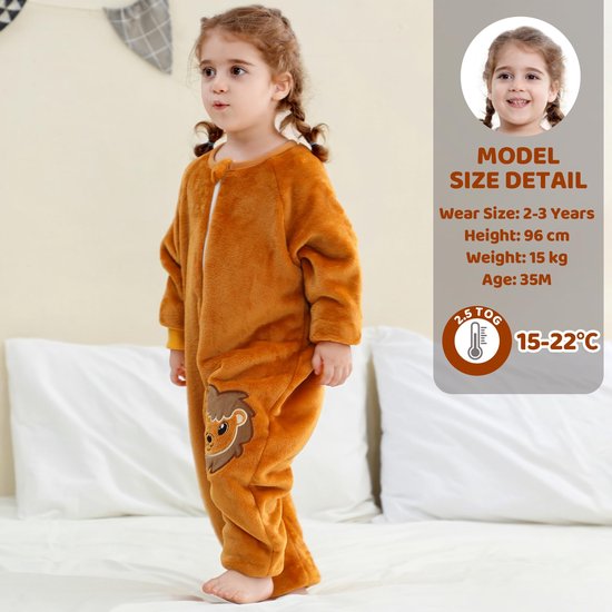 Flanellen Slaapzak Met Voeten voor Kinderen - 2.5 Tog Winter Pyjama's voor Baby's en Peuters van Merkloos — afbeelding 3