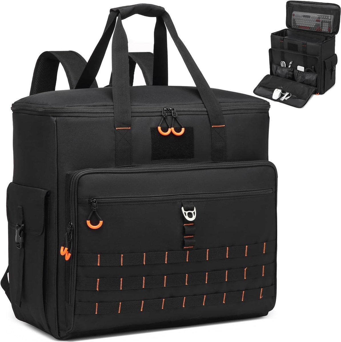 SnelShoppen - Gevoerde PC Towertas voor Desktopcomputer, Draagtas voor Toetselbord, Muis, Kabel en Accessoires, Zwart, Ideaal voor Thuis en Reizen