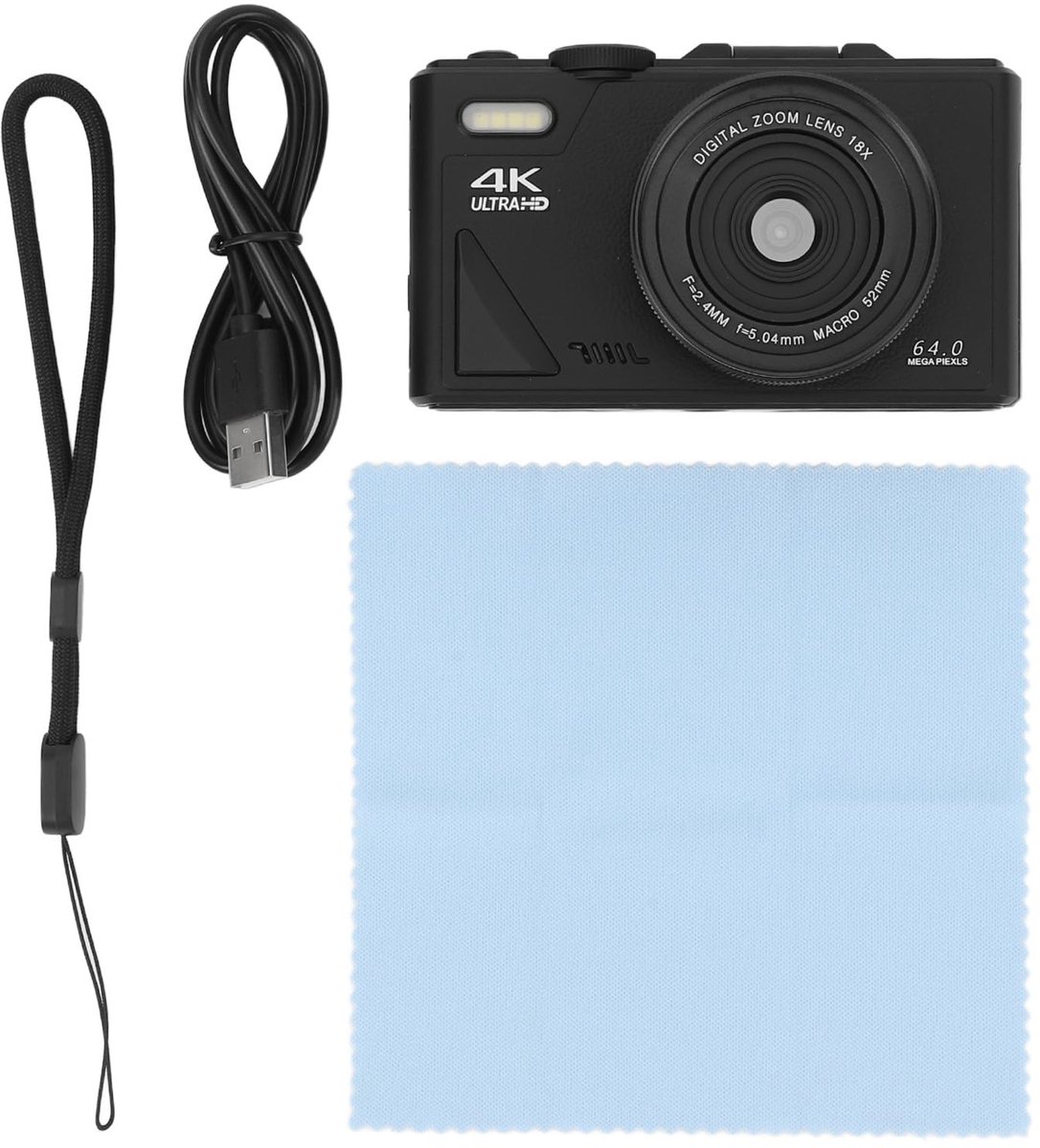 SnelShoppen - Zisemeil 4K Digitale Camera 64MP UHD 18X Zoom Autofocus Retro Compacte Reisfotografie Vloggen met 3 Inch Flip Scherm Zwart